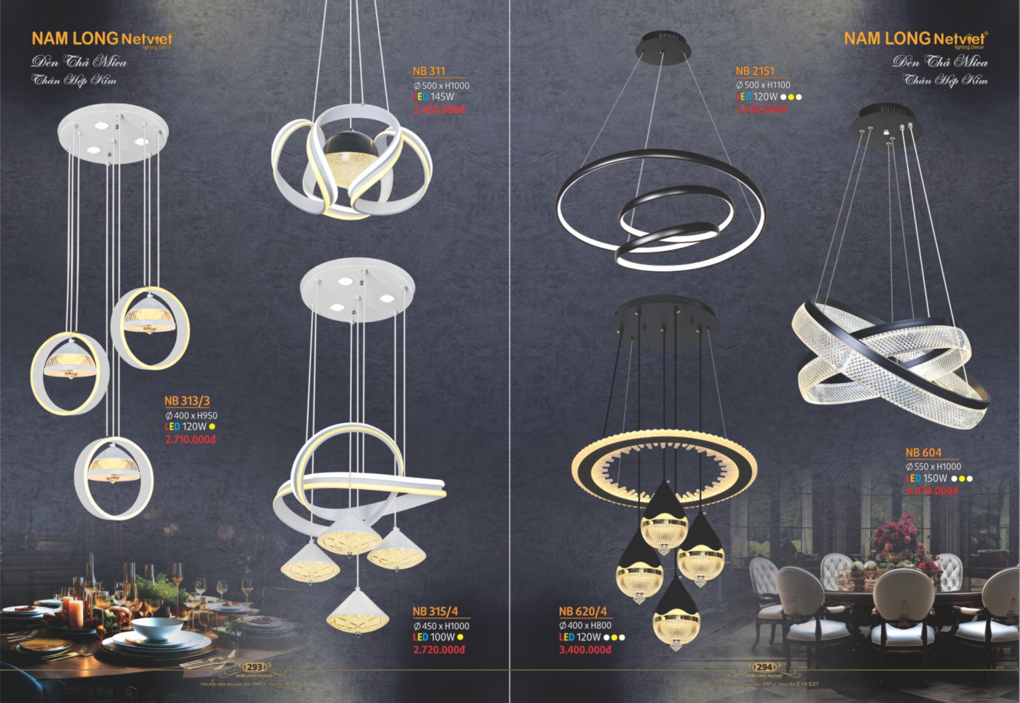 Bảng giá đèn trang trí Nam Long